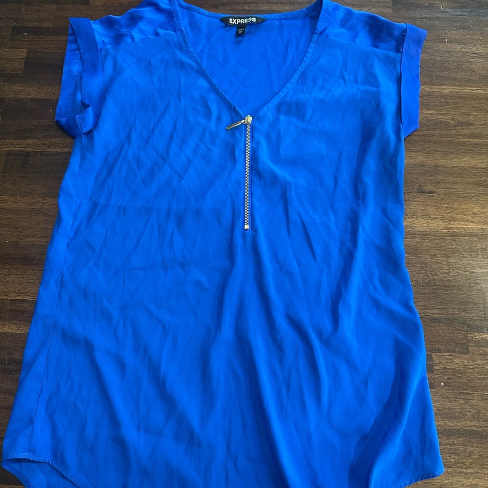 Express Women's Royal Blue Zipper Blouse